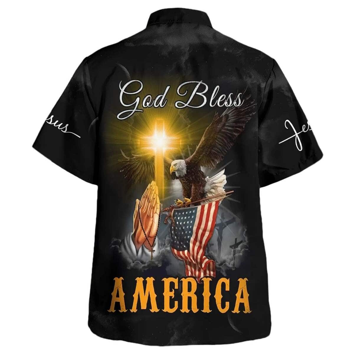 Praying Hands God Bless America 4th Of July Christian Summer Hawaiian Shirt
