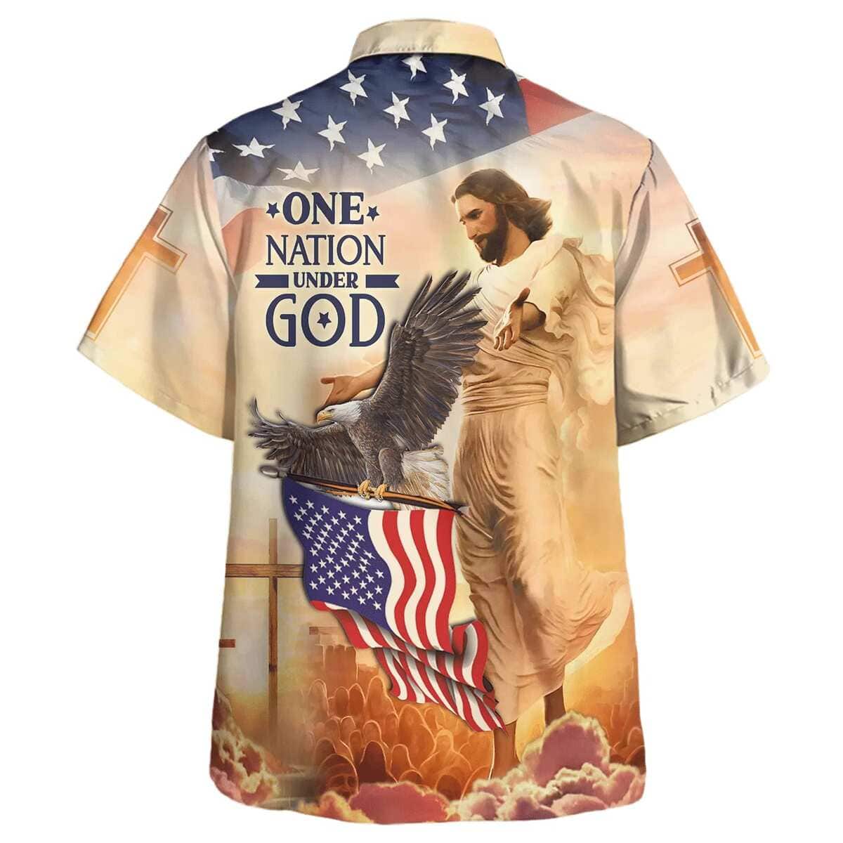 Independence Day One Nation Under God Jesus Eagle Christian Summer Hawaiian Shirt