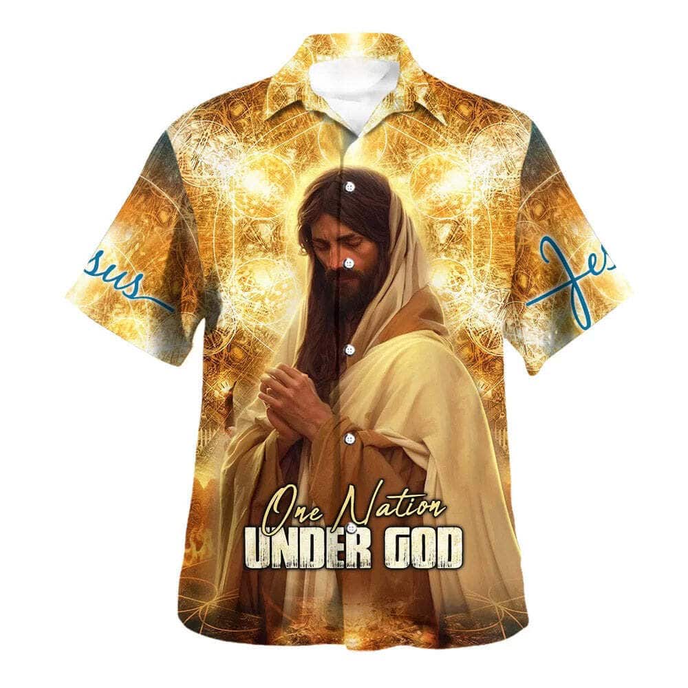 One Nation Under God Jesus Pray Christian Summer Hawaiian Shirt One Nation Under God Jesus Pray Christian Summer Hawaiian Shirt