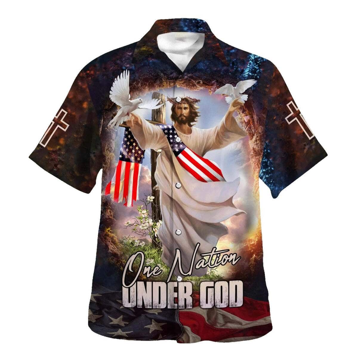 Jesus With His Arms Open Dove 4th Of July One Nation Under God Christian Hawaiian Shirt Jesus With His Arms Open Dove 4th Of July One Nation Under God Christian Hawaiian Shirt