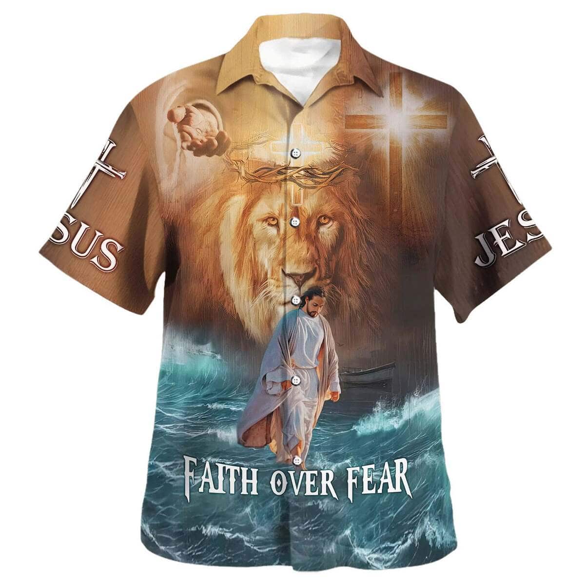 Jesus Walk On Water Faith Over Fear Christian Summer Hawaiian Shirt Jesus Walk On Water Faith Over Fear Christian Summer Hawaiian Shirt