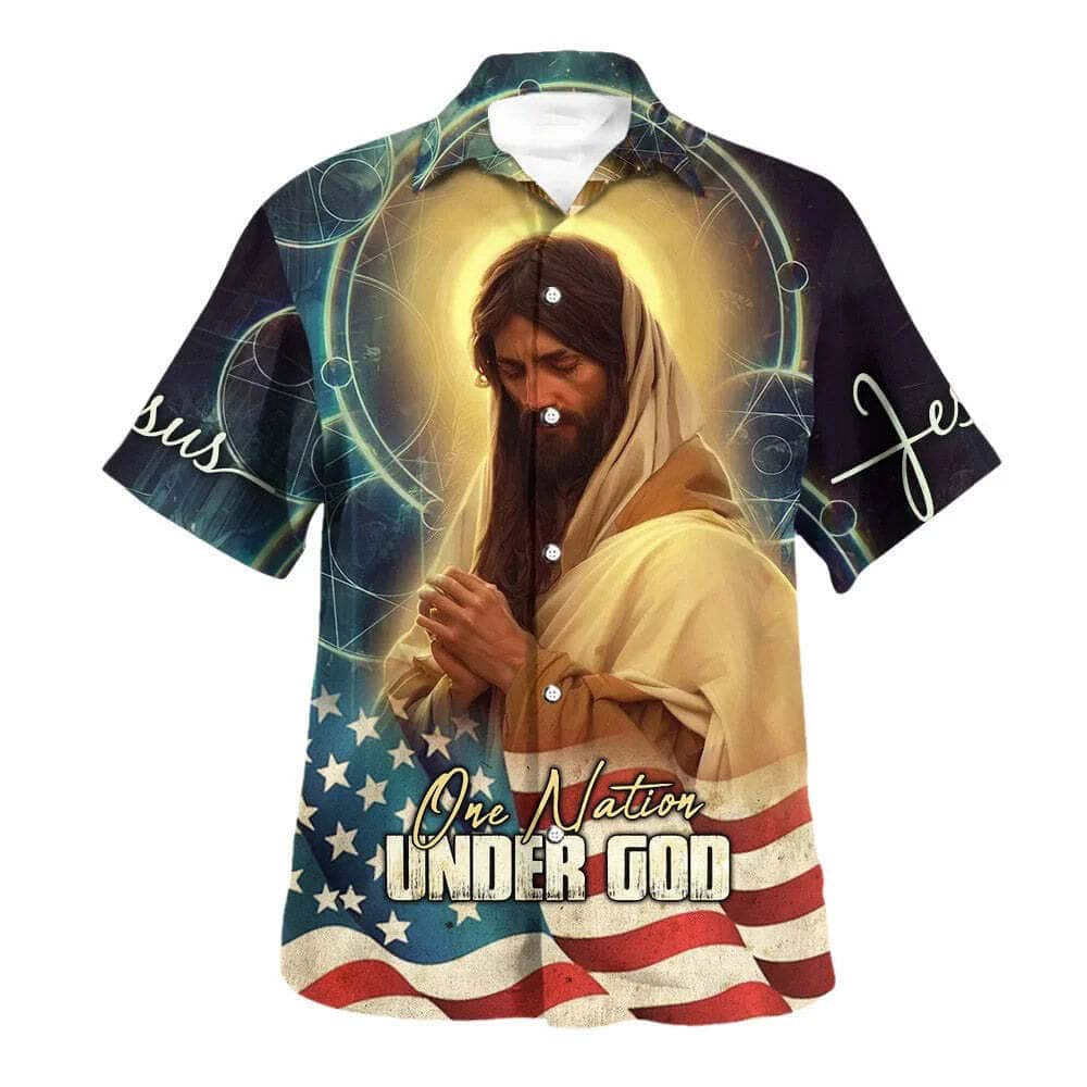 Jesus Pray One Nation Under God American Flag 4th Of July Christian Summer Hawaiian Shirt Jesus Pray One Nation Under God American Flag 4th Of July Christian Summer Hawaiian Shirt