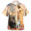 American Flag 4th Of July Jesus Open Arms One Nation Under God Christian Summer Hawaiian Shirt
