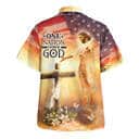 Jesus Open Arms US Flag 4th Of July Cross One Nation Under God Christian Summer Hawaiian Shirt