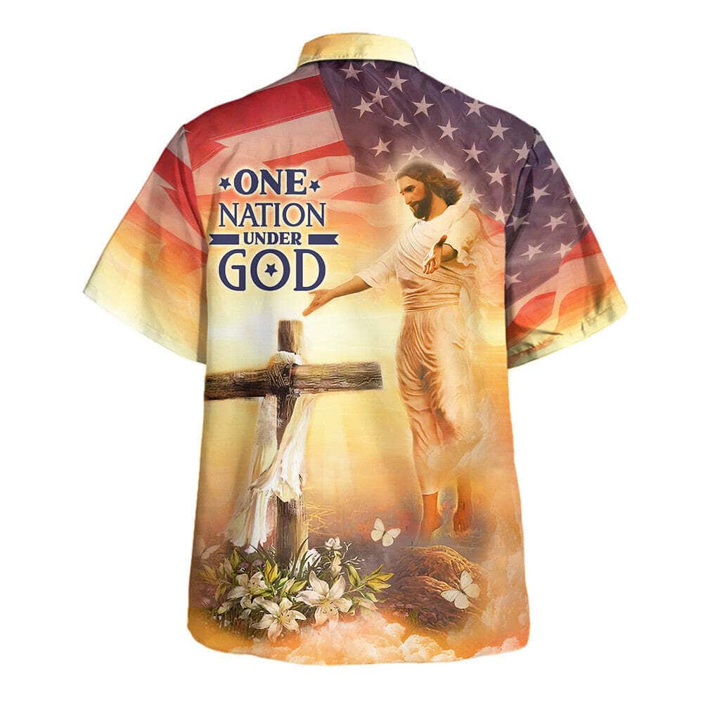 Jesus Open Arms US Flag 4th Of July Cross One Nation Under God Christian Summer Hawaiian Shirt Jesus Open Arms US Flag 4th Of July Cross One Nation Under God Christian Summer Hawaiian Shirt
