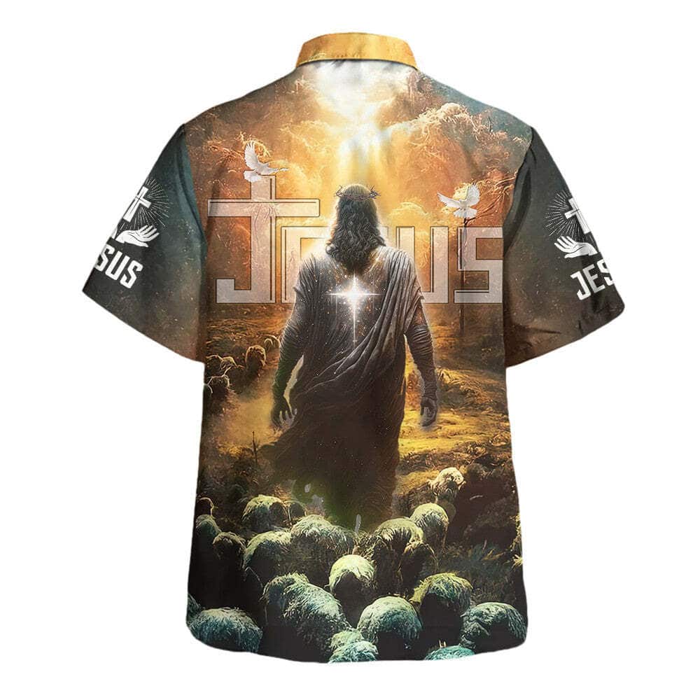 Jesus Leading Sheep Christian Summer Hawaiian Shirt