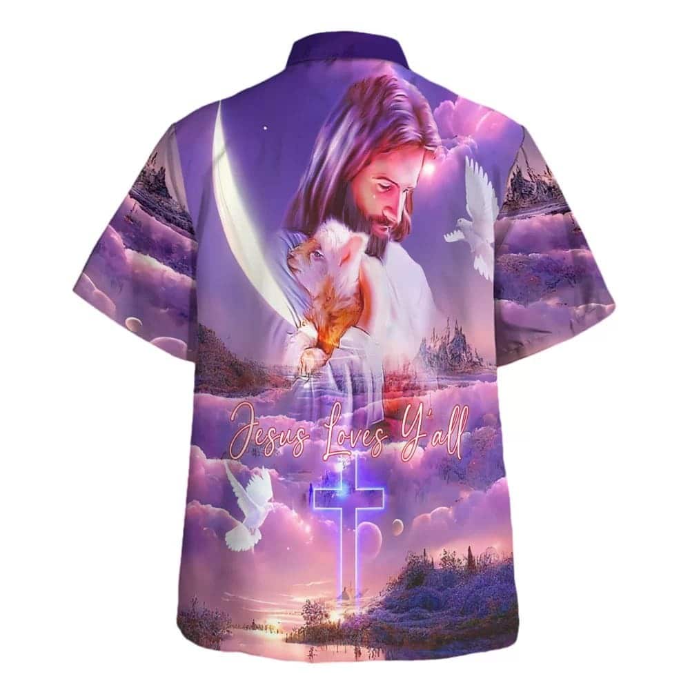 Jesus Loves Y'all Jesus And Lamb Christian Summer Hawaiian Shirt Jesus Loves Y'all Jesus And Lamb Christian Summer Hawaiian Shirt