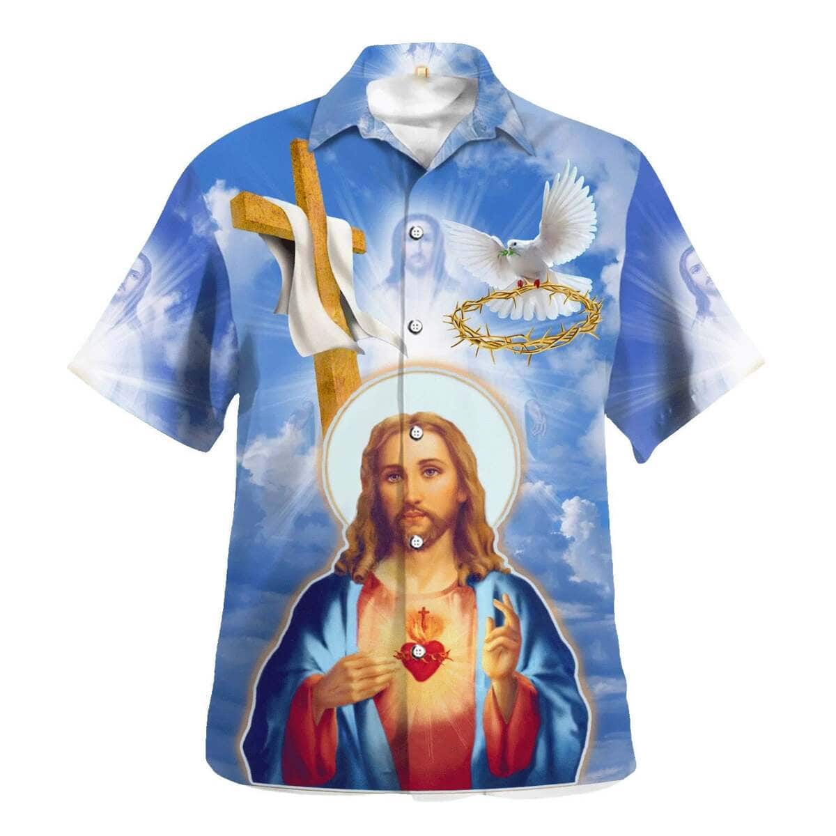 Jesus Christ Sacred Heart Pigeon Christian Summer Hawaiian Shirt Jesus Christ Sacred Heart Pigeon Christian Summer Hawaiian Shirt
