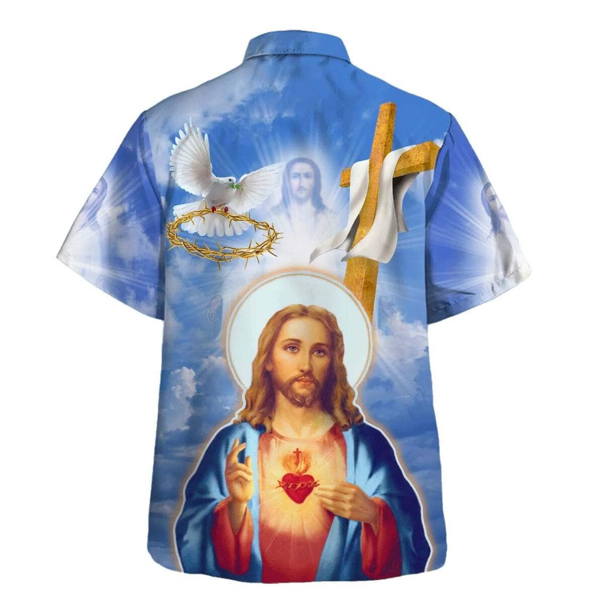 Jesus Christ Sacred Heart Pigeon Christian Summer Hawaiian Shirt