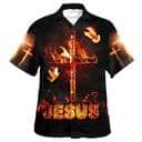 Jesus Burning Fire Cross Christian Summer Hawaiian Shirt