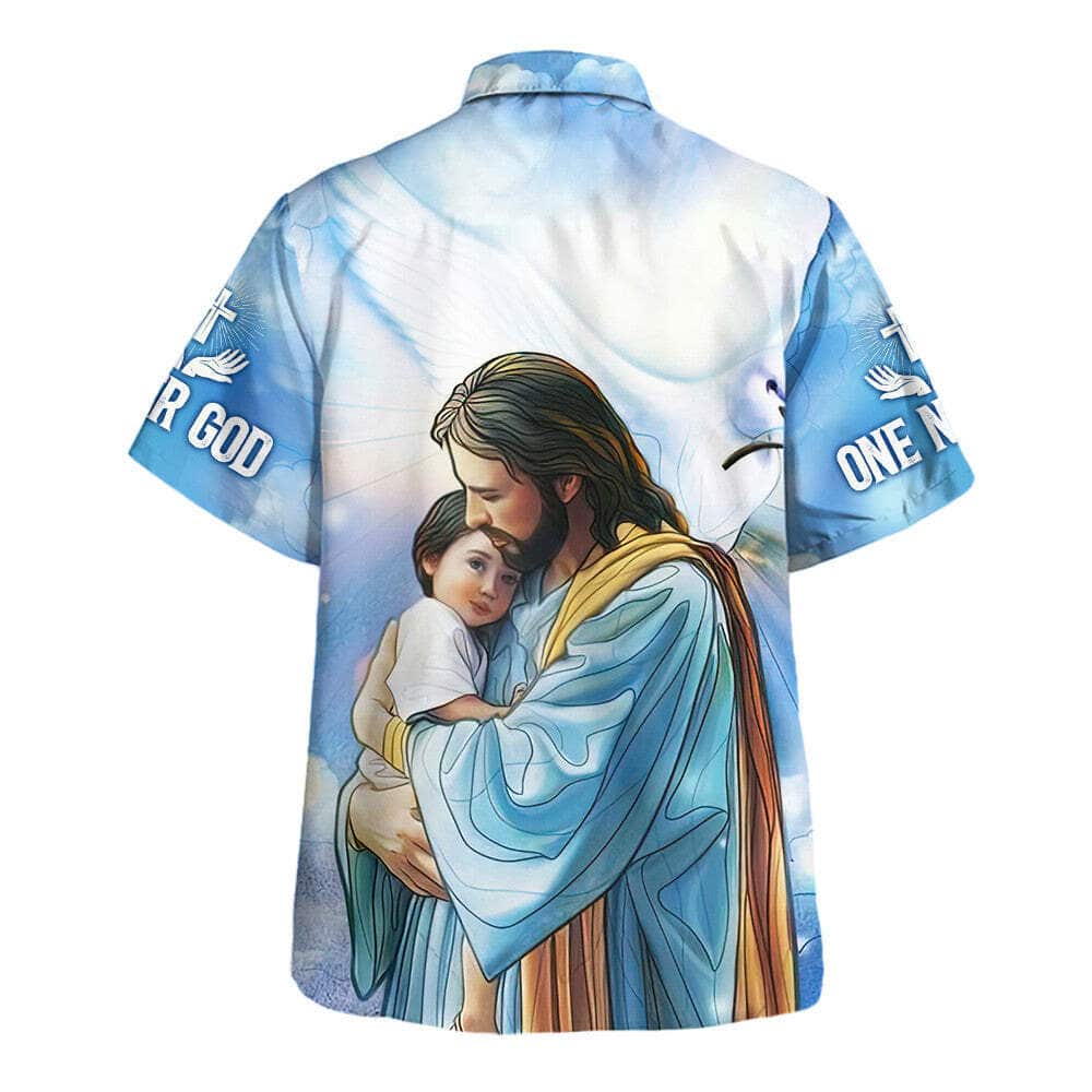 Jesus Hugging Child One Nation Under God Christian Summer Hawaiian Shirt