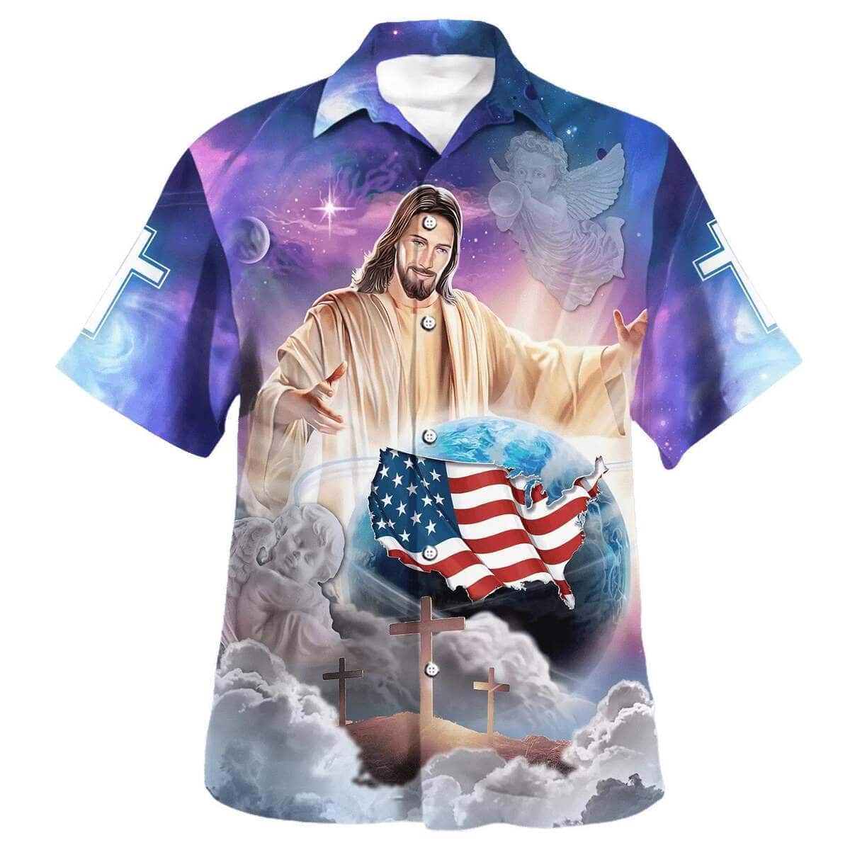 Jesus Holding Earth 4th Of July Christian Summer Hawaiian Shirt Jesus Holding Earth 4th Of July Christian Summer Hawaiian Shirt
