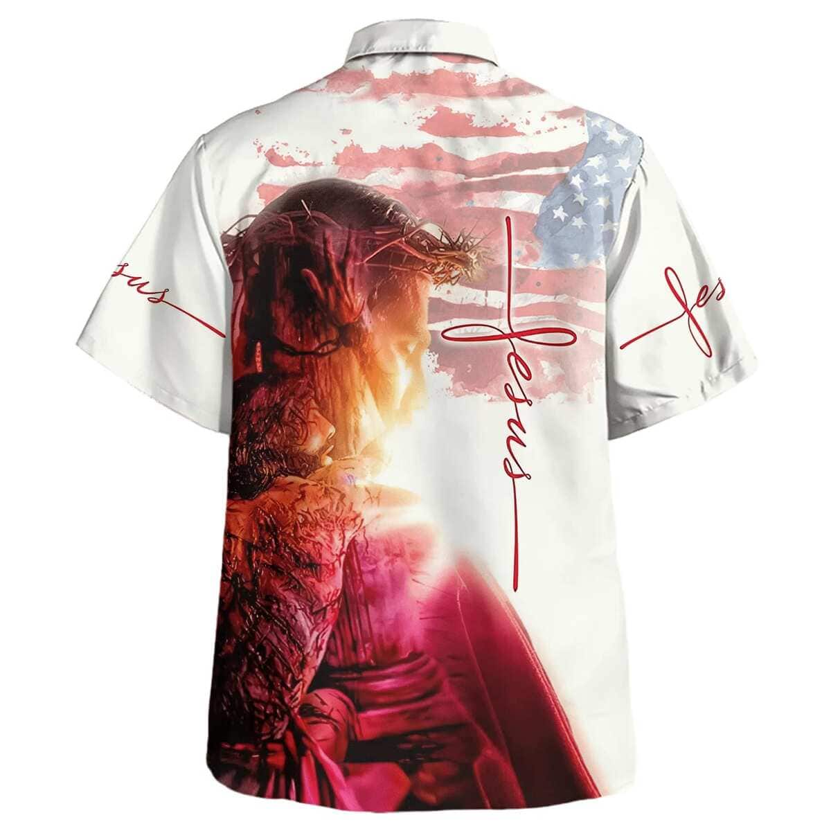 Jesus Christian Summer US American Flag Hawaiian Shirt