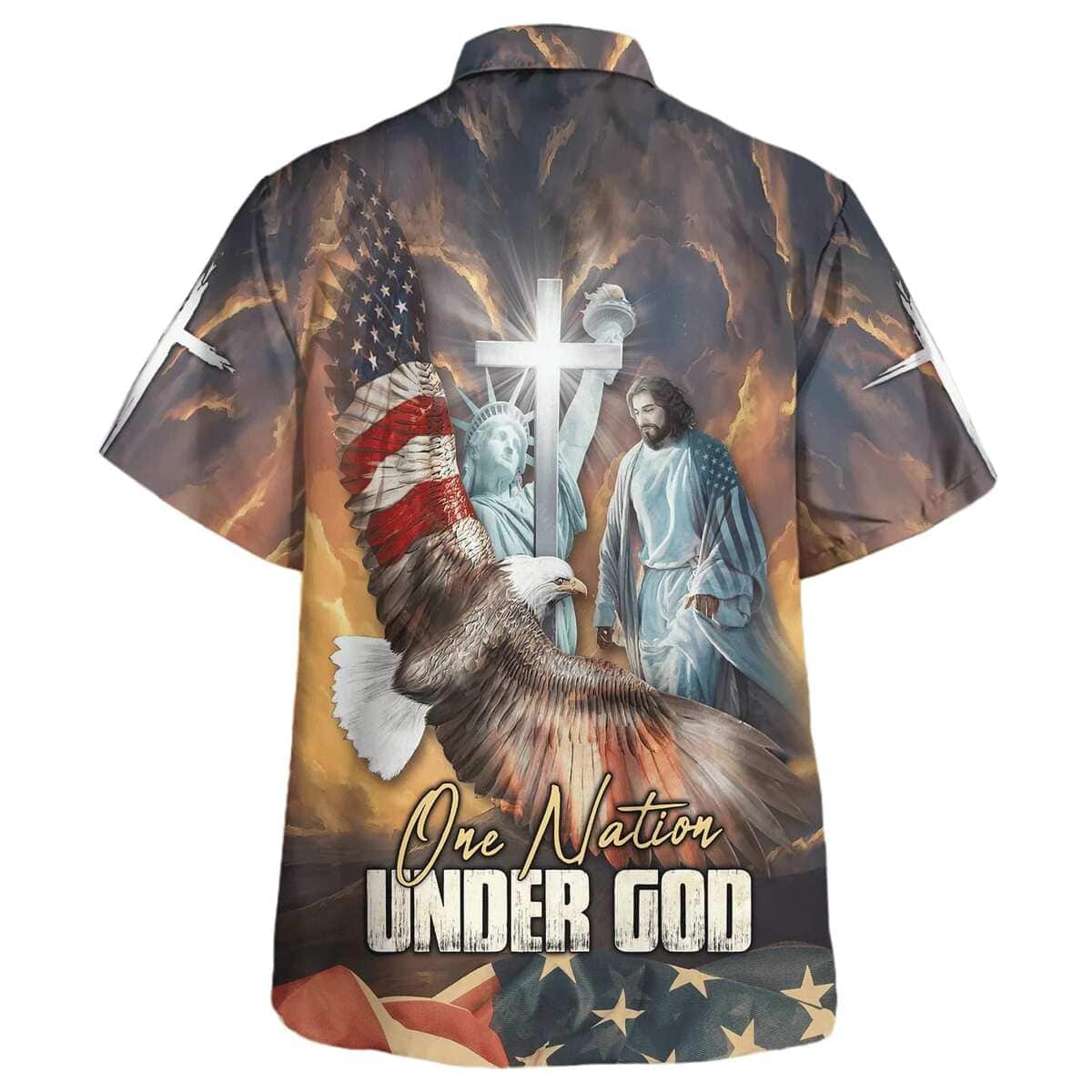 Jesus Eagle 4th Of July One Nation Under God Christian Summer Hawaiian Shirt
