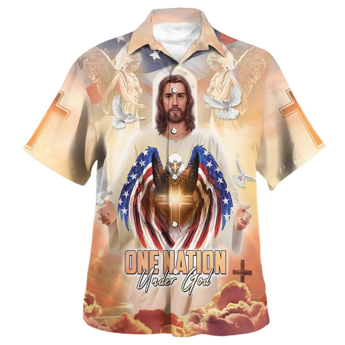 Jesus Eagle And One Nation Under God Christian Summer US Flag 4th Of July Hawaiian Shirt Jesus Eagle And One Nation Under God Christian Summer US Flag 4th Of July Hawaiian Shirt