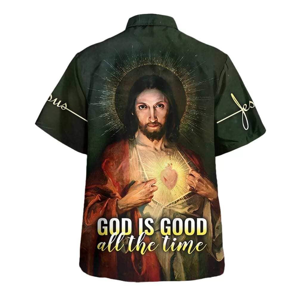 God Is Good All The Time Sacred Heart Christian Summer Hawaiian Shirt