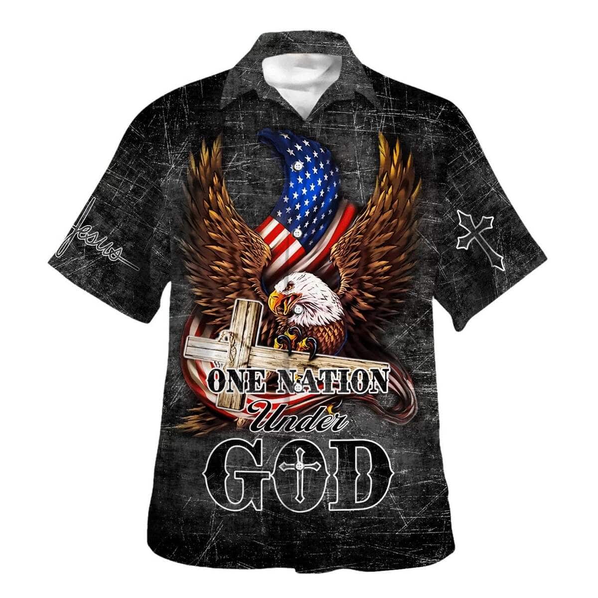 Eagle One Nation Under God Christian Summer Hawaiian Shirt USA Flag 4th Of July Eagle One Nation Under God Christian Summer Hawaiian Shirt USA Flag 4th Of July