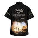 The Light Shines In The Darkness Lion Cross Christian Hawaiian Shirt Summer The Light Shines In The Darkness Lion Cross Christian Hawaiian Shirt Summer