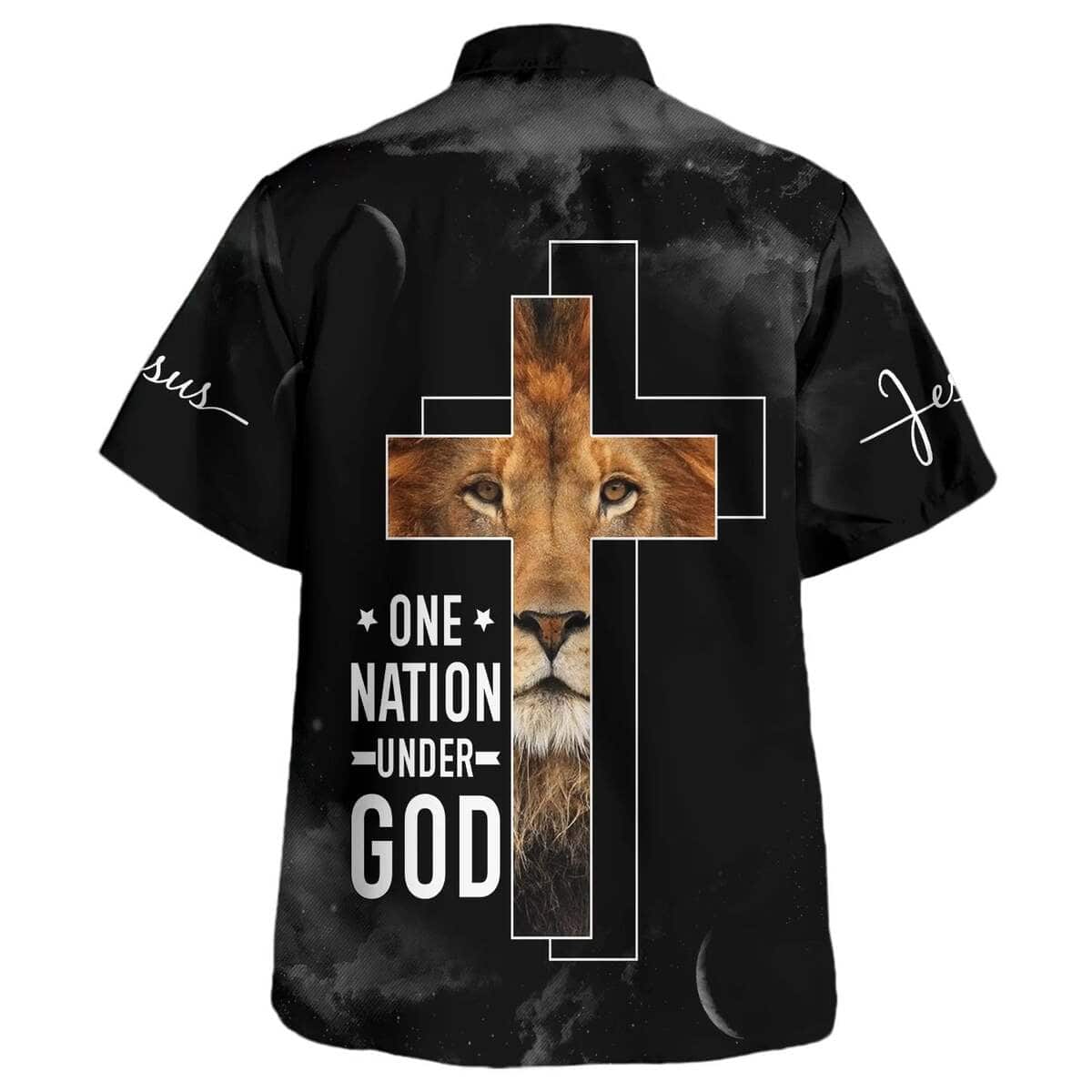One Nation Under God Lion Cross Christian Summer Hawaiian Shirt One Nation Under God Lion Cross Christian Summer Hawaiian Shirt