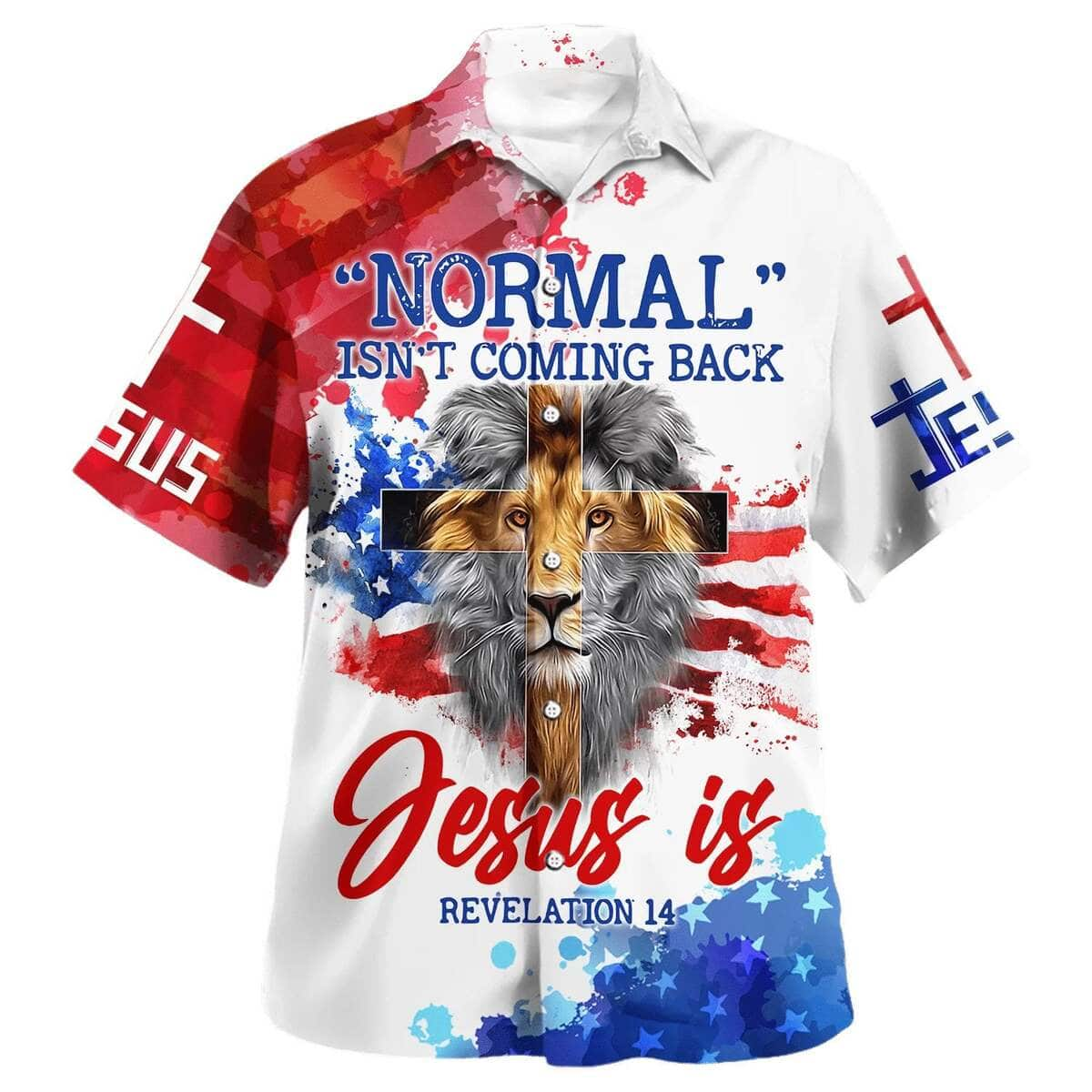 US Flag Lion Normal Isn't Coming Back Christian Summer Hawaiian Shirt