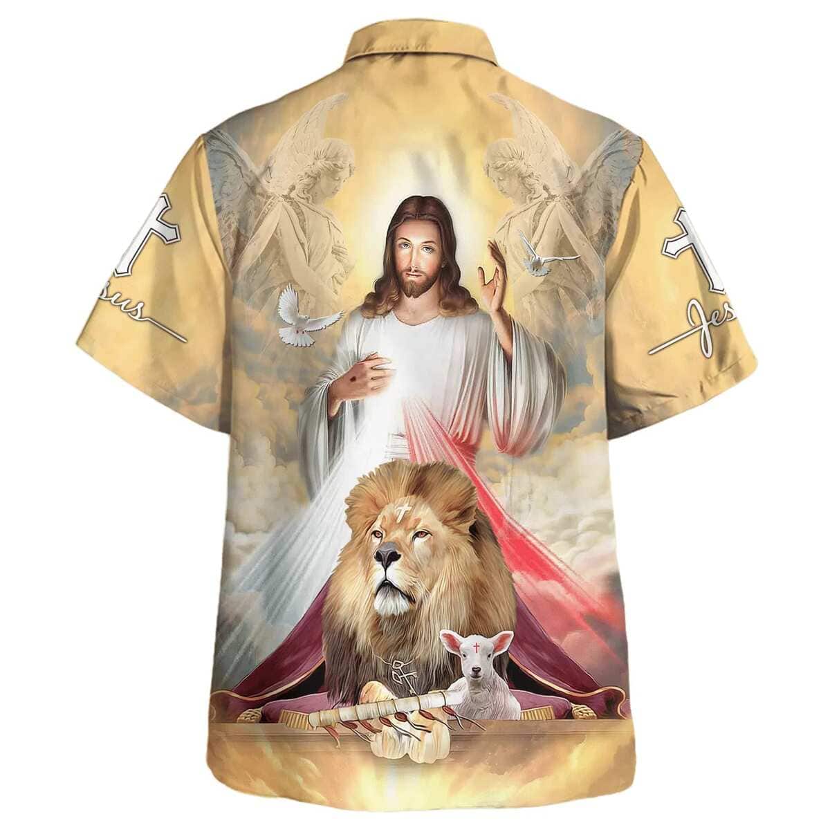 Jesus The Lion And The Lamb Christian Summer Hawaiian Shirt Jesus The Lion And The Lamb Christian Summer Hawaiian Shirt