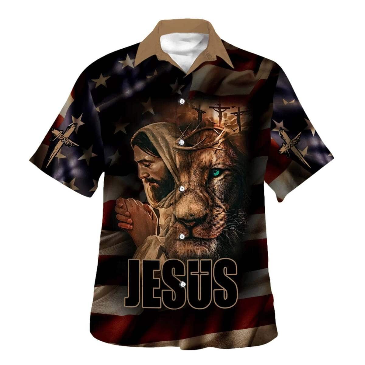 Jesus Lion Of Judah American Flag Christian 4th Of July Hawaiian Shirt Jesus Lion Of Judah American Flag Christian 4th Of July Hawaiian Shirt
