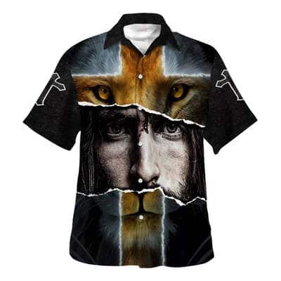 Jesus Lion Cross Christian Hawaiian Shirt Faith Gift For Friend