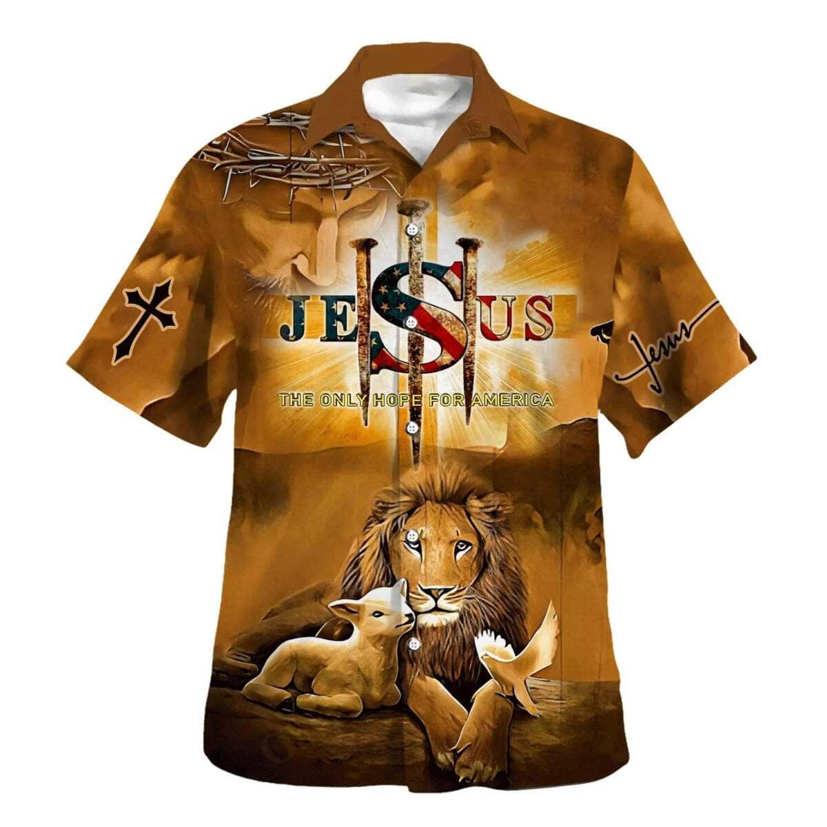 Jesus Lion And Lamb Christian Hawaiian Shirt The Only Hope for American Jesus Lion And Lamb Christian Hawaiian Shirt The Only Hope for American