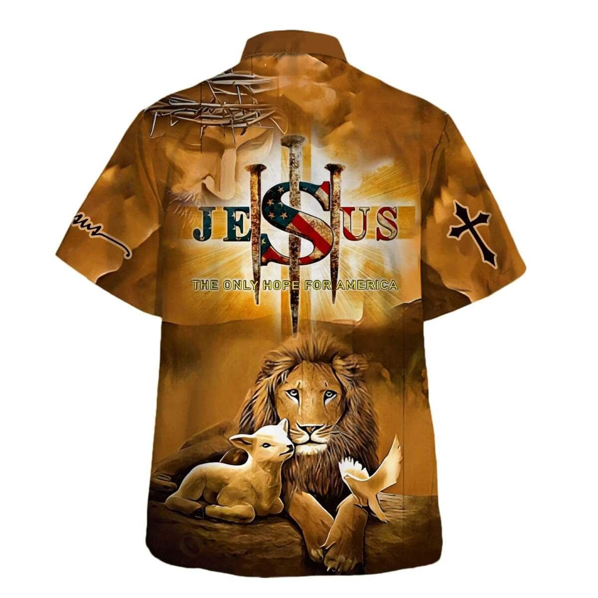 Jesus Lion And Lamb Christian Hawaiian Shirt The Only Hope for American Jesus Lion And Lamb Christian Hawaiian Shirt The Only Hope for American