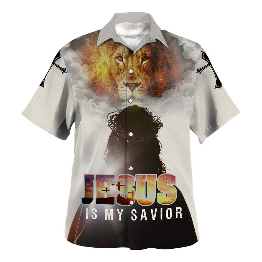Jesus Is My Savior Jesus And The King Lion Christian Hawaiian Shirt Jesus Is My Savior Jesus And The King Lion Christian Hawaiian Shirt