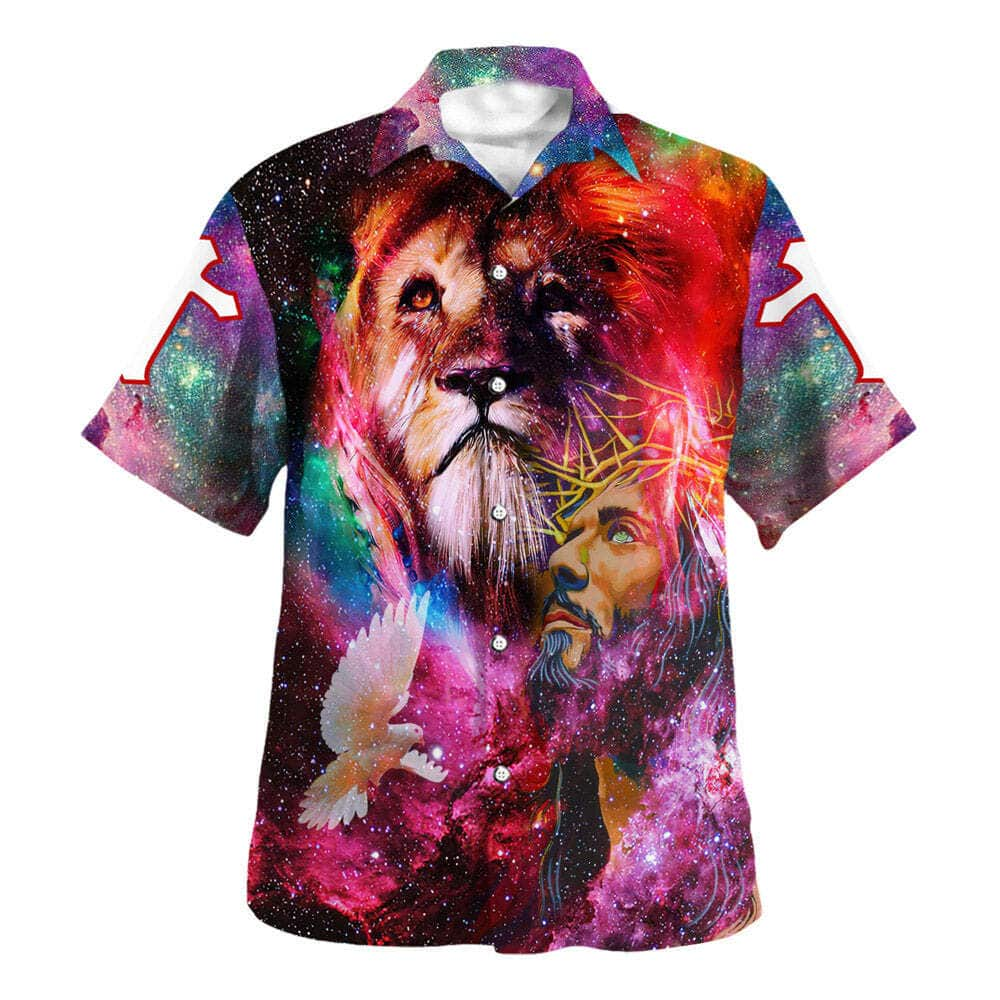 Colorful Jesus Christ Lion Of Judah Christian Hawaiian Shirt