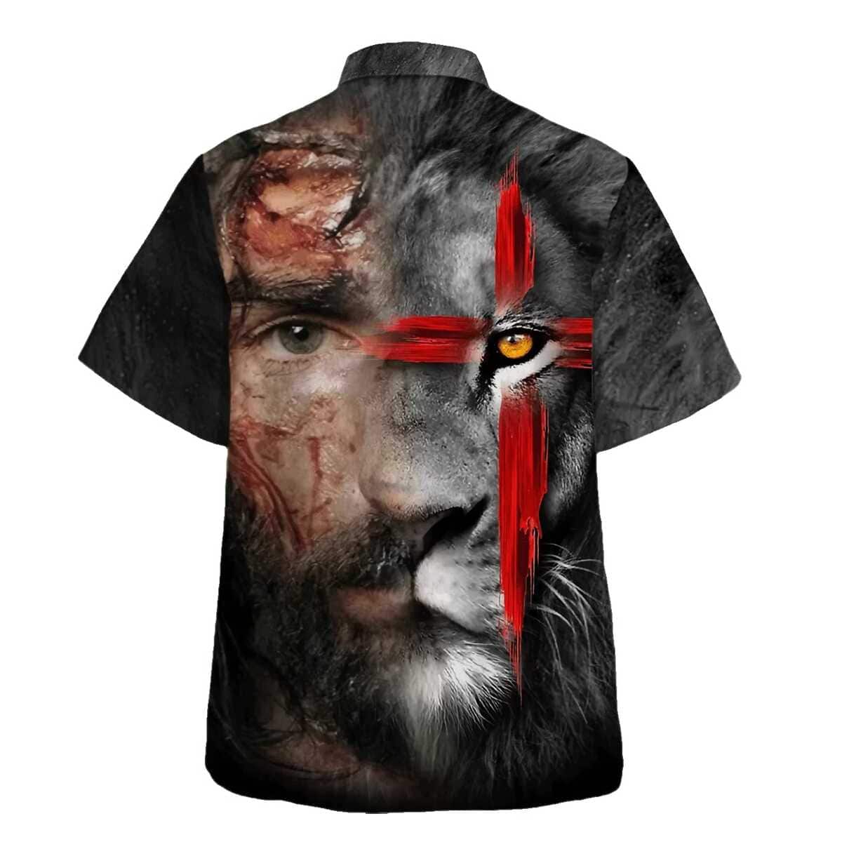 Jesus And Lion King Christian Cross Hawaiian Shirt Jesus And Lion King Christian Cross Hawaiian Shirt