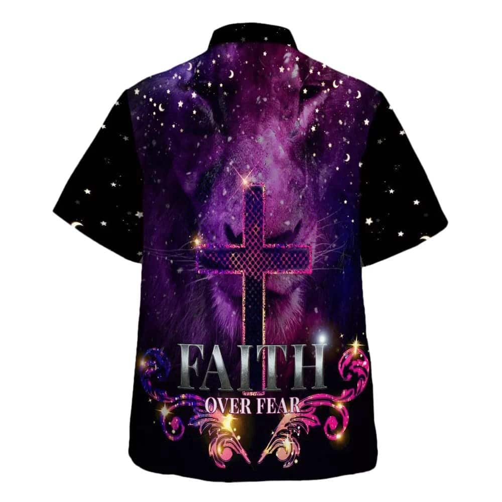 Faith Over Fear The Lion Cross Christian Hawaiian Shirt Faith Gift For Friend Faith Over Fear The Lion Cross Christian Hawaiian Shirt Faith Gift For Friend