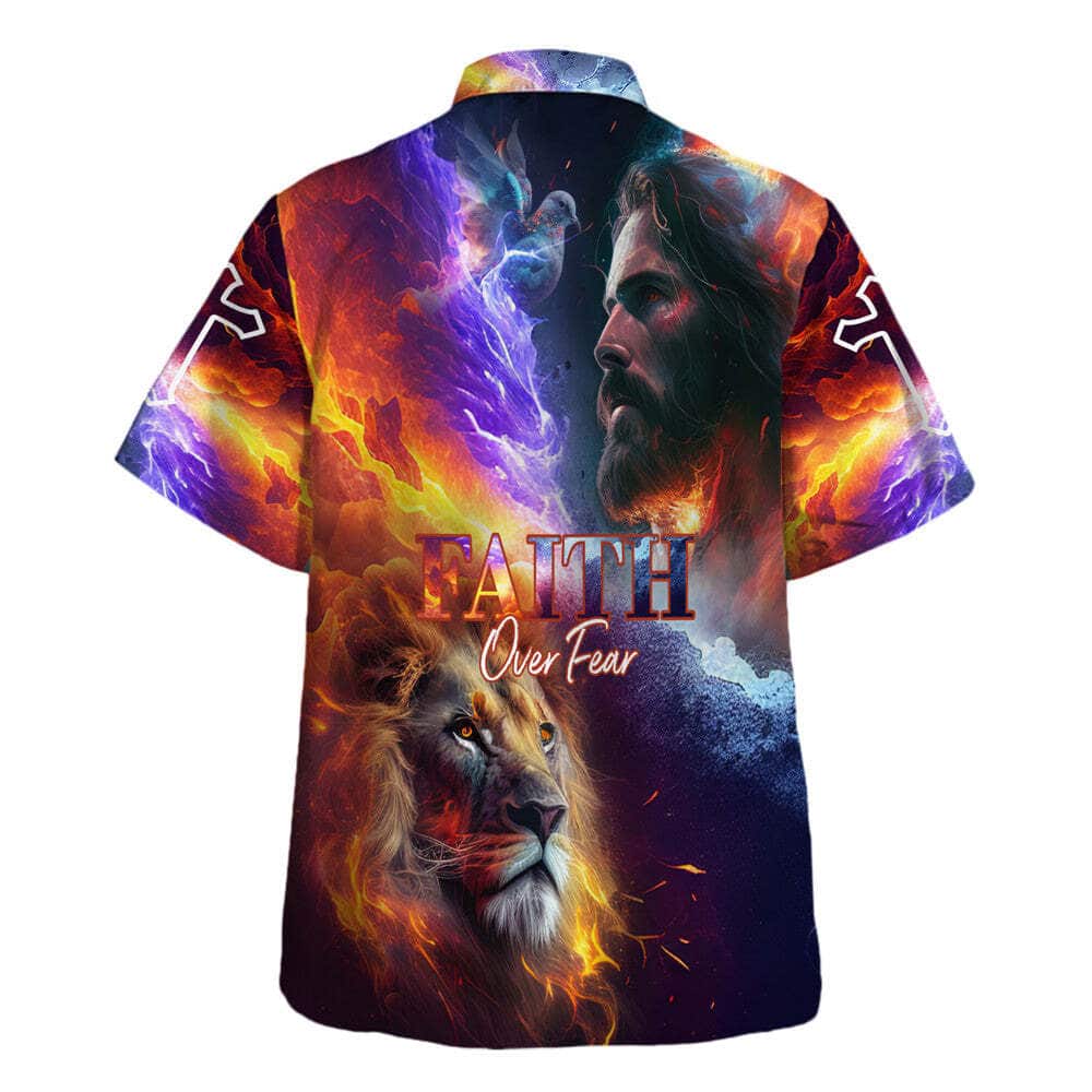 Faith Over Fear Jesus Lion Of Judah Christian Hawaiian Shirt Faith Over Fear Jesus Lion Of Judah Christian Hawaiian Shirt