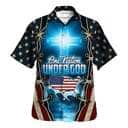 One Nation Under God American Cross Christian Hawaiian Shirt USA Flag 4th Of July