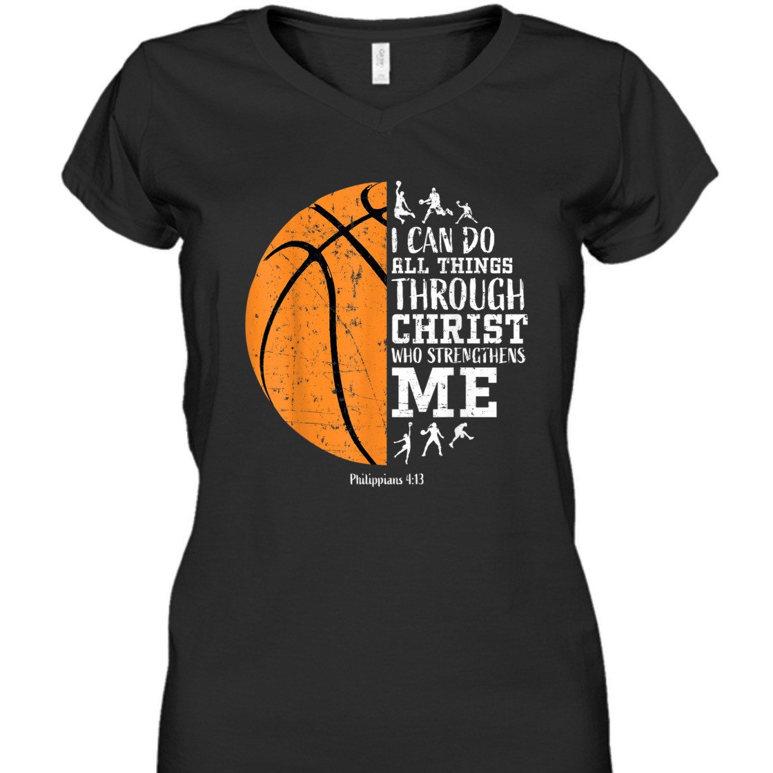 Christian Bible Verse T-Shirt I Can Do All Things Through Christ Philippians For Basketball Lover