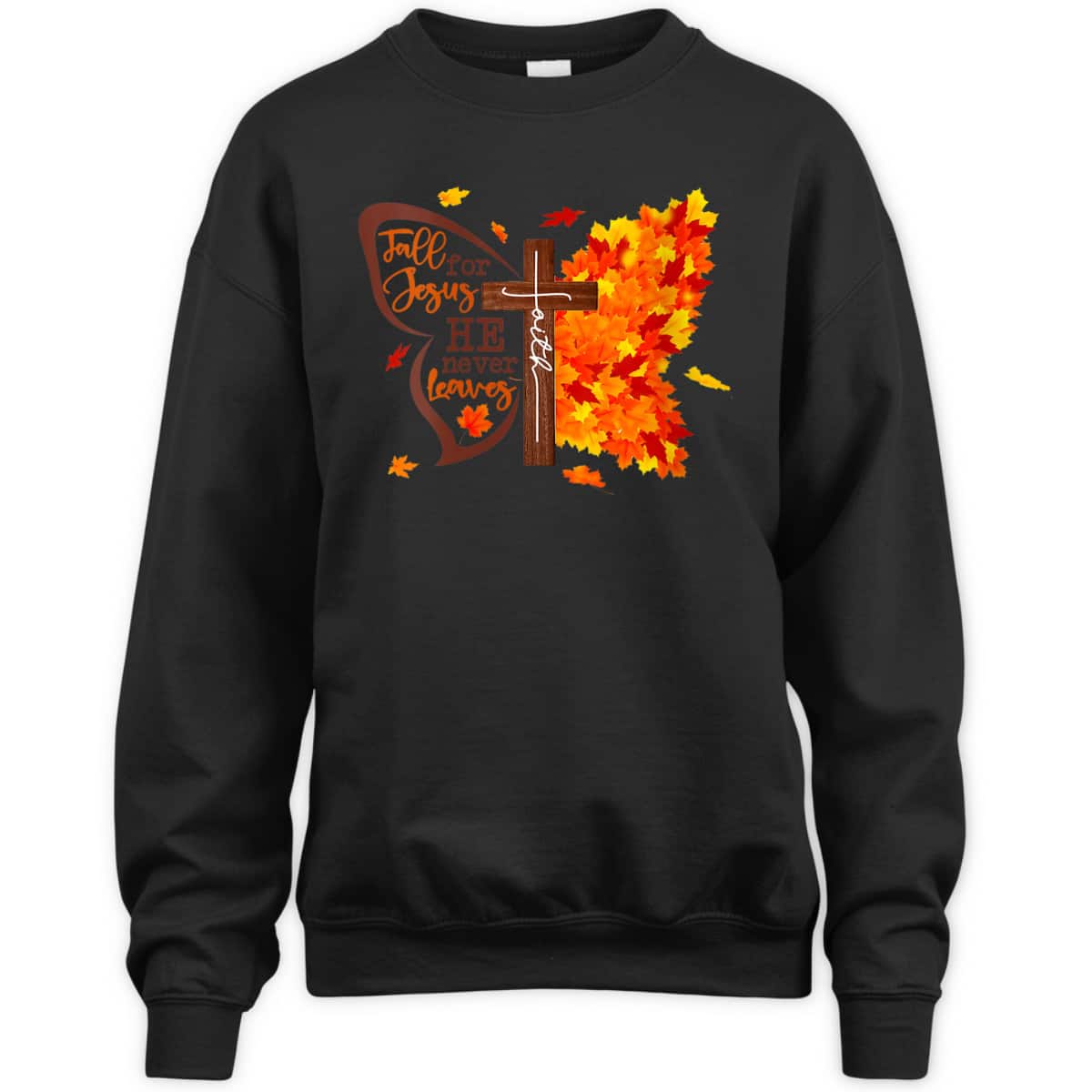 Fall For Jesus He Never Leaves Butterfly Christian Faith Thanksgiving Halloween T-Shirt Fall For Jesus He Never Leaves Butterfly Christian Faith Thanksgiving Halloween T-Shirt