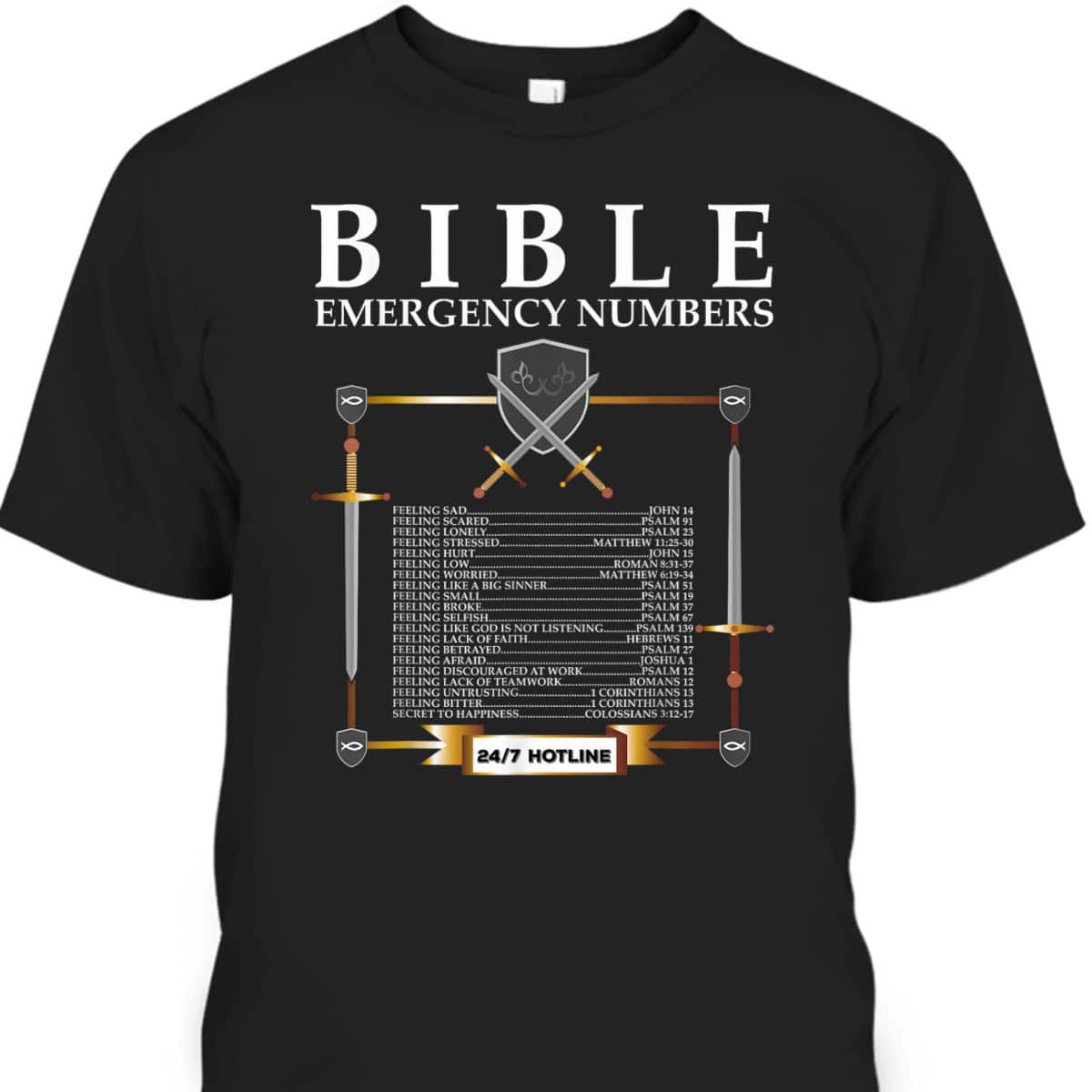 Bible Emergency Numbers Hotline Cool Christian Bible Verse T-Shirt Bible Emergency Numbers Hotline Cool Christian Bible Verse T-Shirt