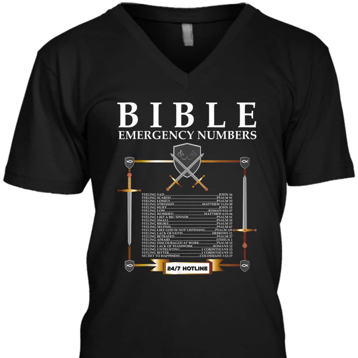 Bible Emergency Numbers Hotline Cool Christian Bible Verse T-Shirt