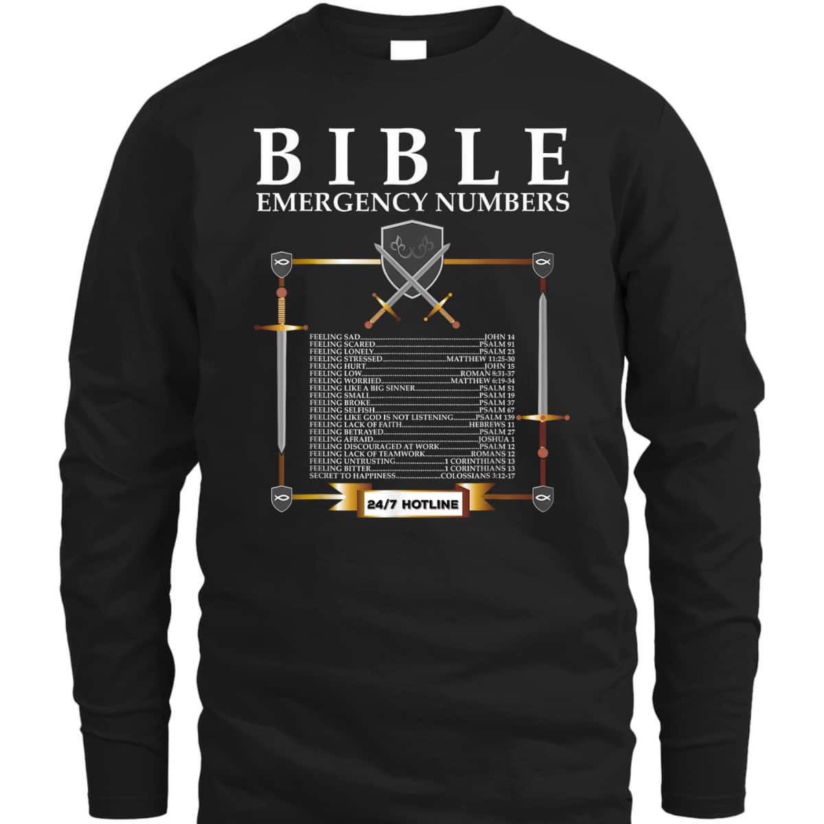 Bible Emergency Numbers Hotline Cool Christian Bible Verse T-Shirt