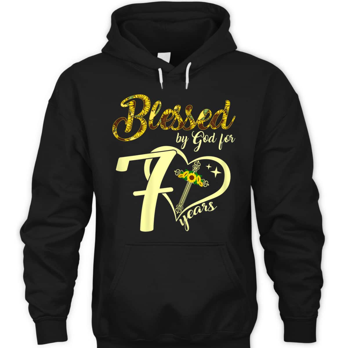 Blessed By God For 70 Years Old Sunflower Christian Cross T-Shirt Blessed By God For 70 Years Old Sunflower Christian Cross T-Shirt