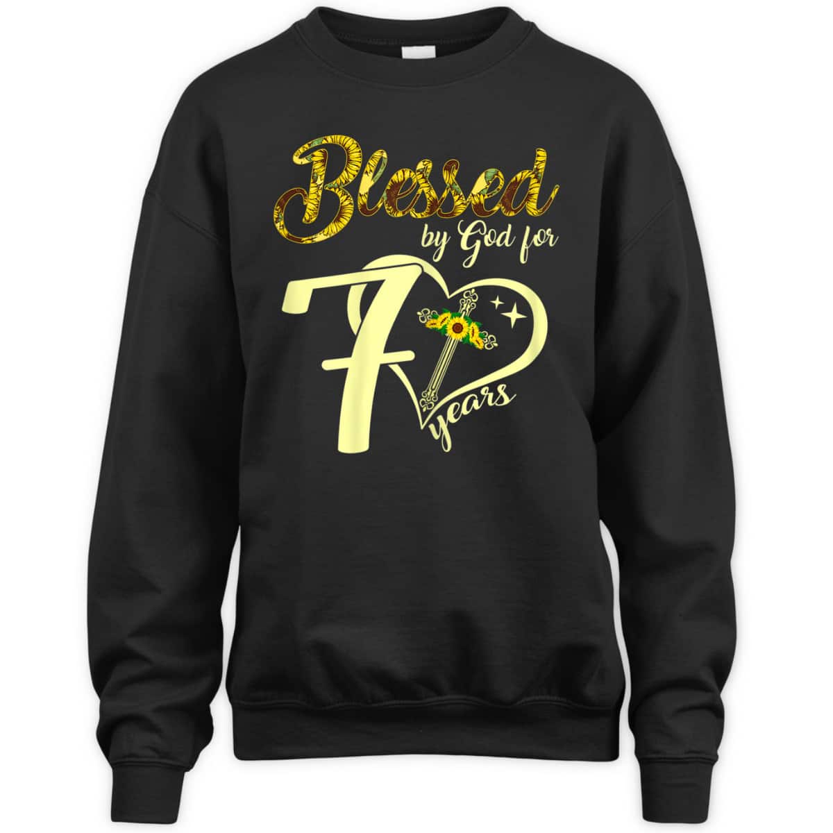 Blessed By God For 70 Years Old Sunflower Christian Cross T-Shirt Blessed By God For 70 Years Old Sunflower Christian Cross T-Shirt