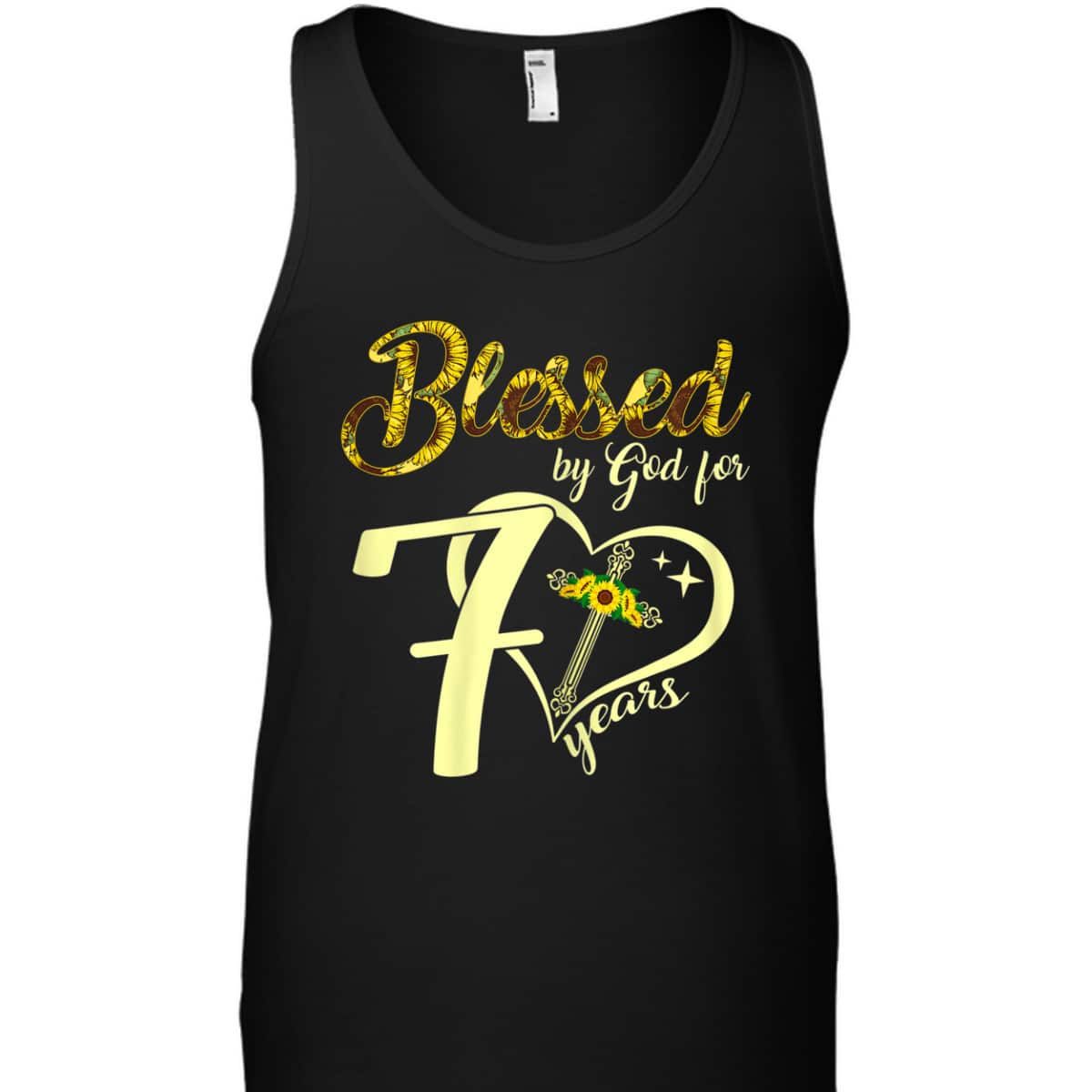 Blessed By God For 70 Years Old Sunflower Christian Cross T-Shirt Blessed By God For 70 Years Old Sunflower Christian Cross T-Shirt