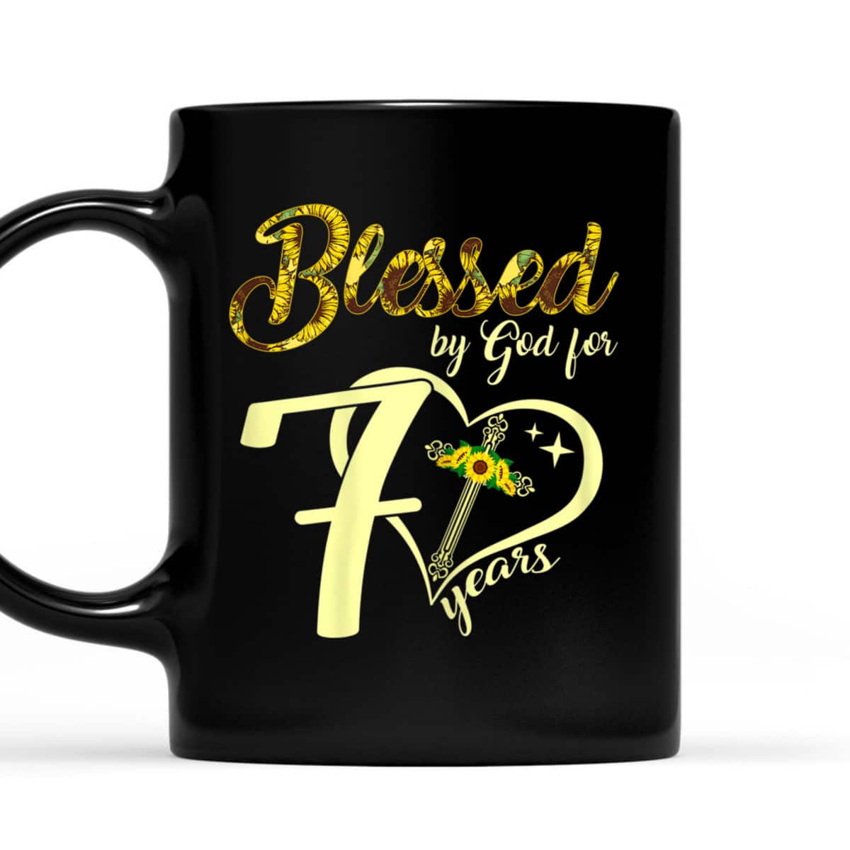 Blessed By God For 70 Years Old Sunflower Christian Cross T-Shirt Blessed By God For 70 Years Old Sunflower Christian Cross T-Shirt