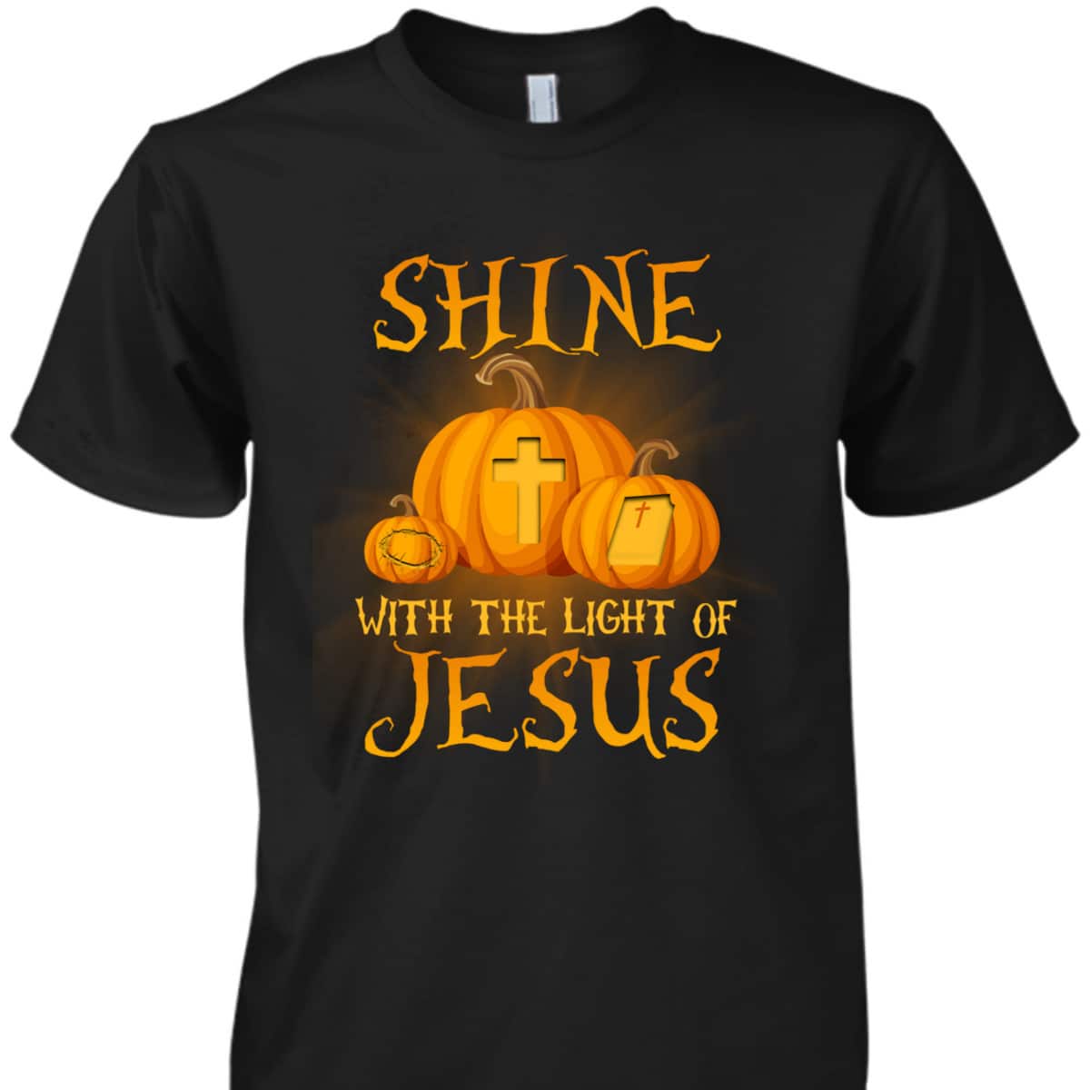 Shine With The Light Of Jesus Christian Halloween Pumpkin T-Shirt