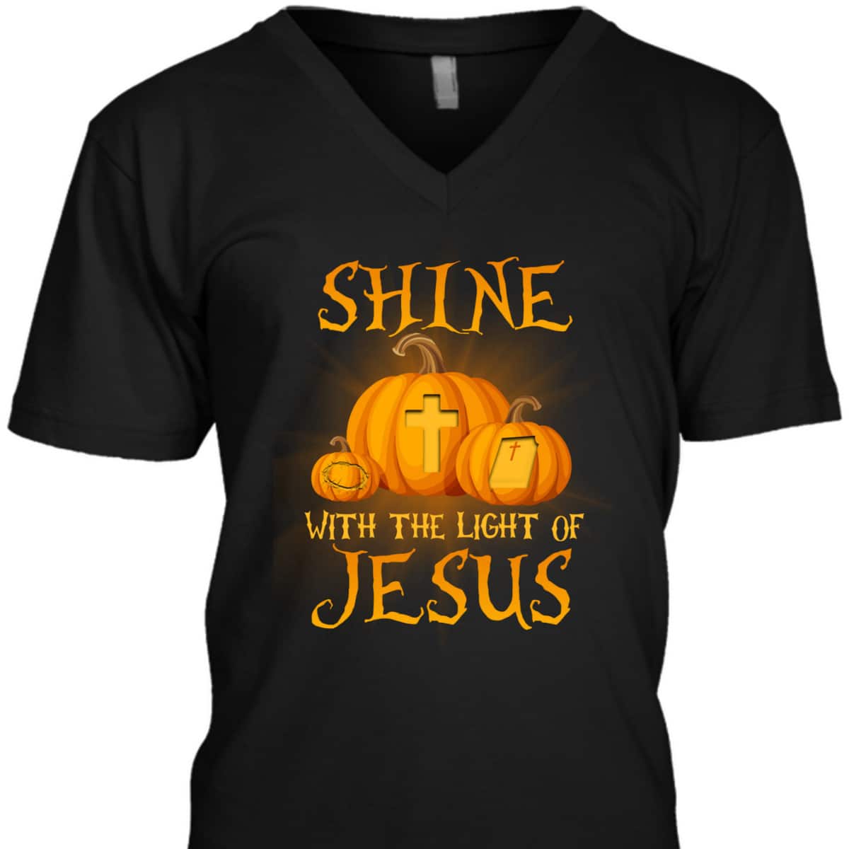 Shine With The Light Of Jesus Christian Halloween Pumpkin T-Shirt