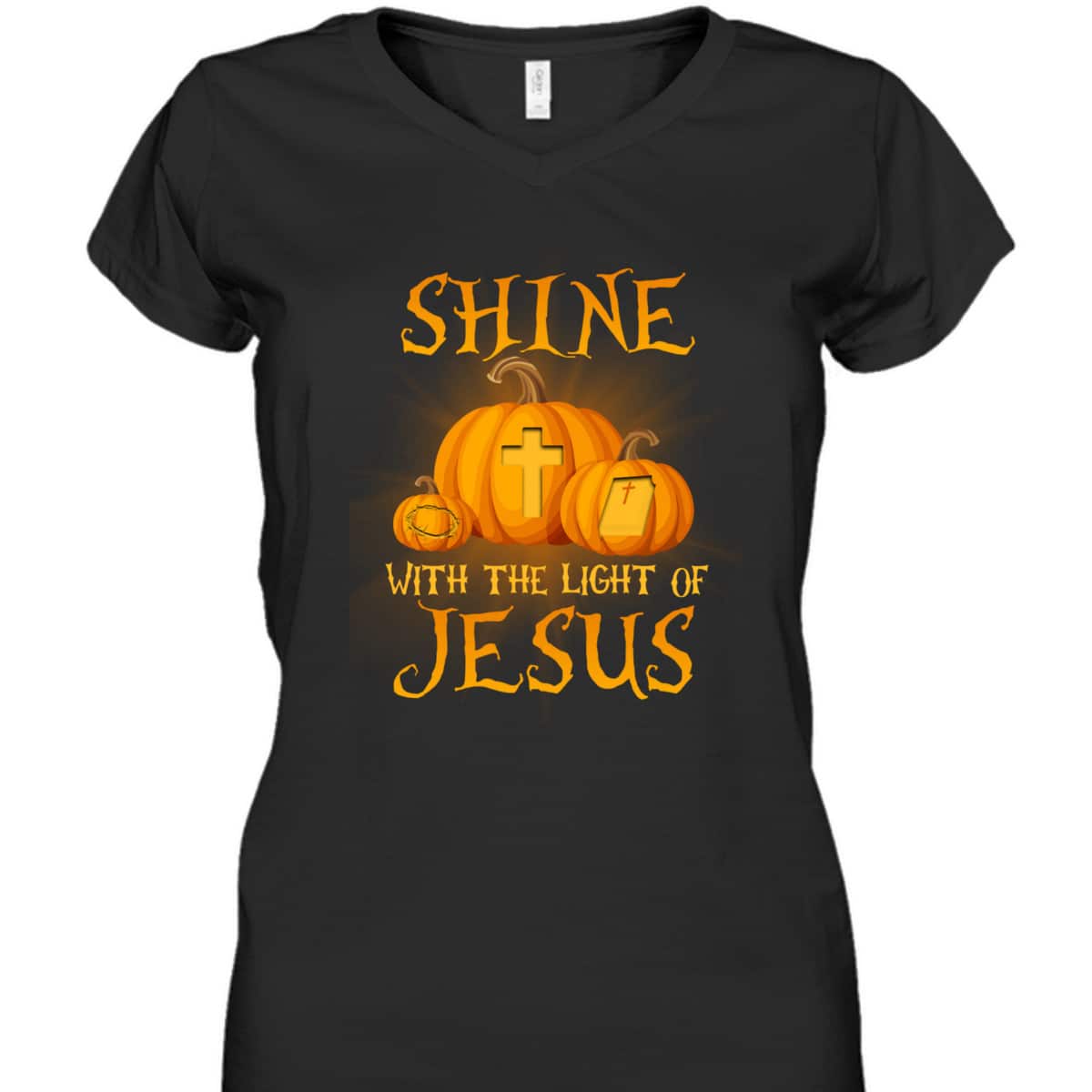 Shine With The Light Of Jesus Christian Halloween Pumpkin T-Shirt