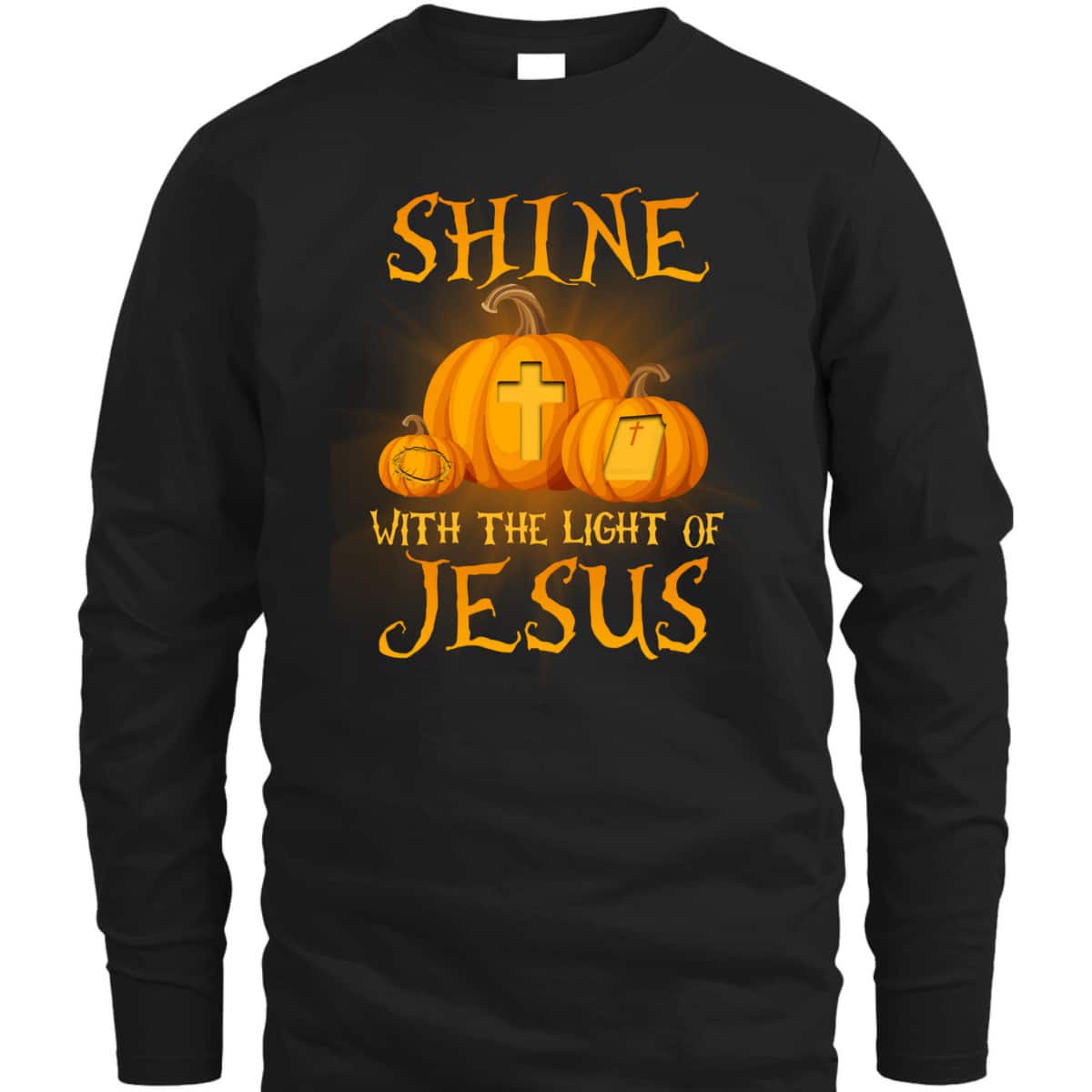 Shine With The Light Of Jesus Christian Halloween Pumpkin T-Shirt