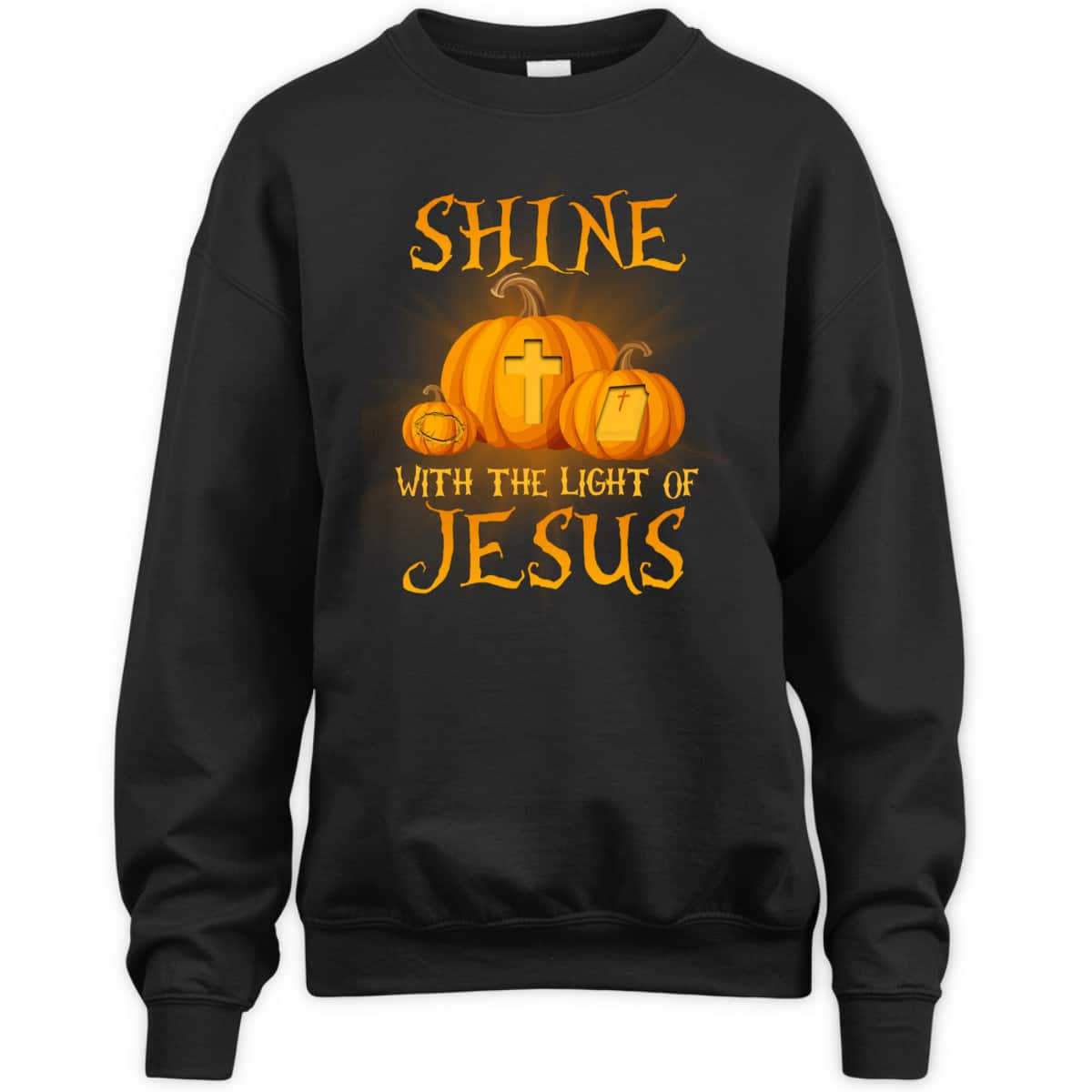 Shine With The Light Of Jesus Christian Halloween Pumpkin T-Shirt Shine With The Light Of Jesus Christian Halloween Pumpkin T-Shirt