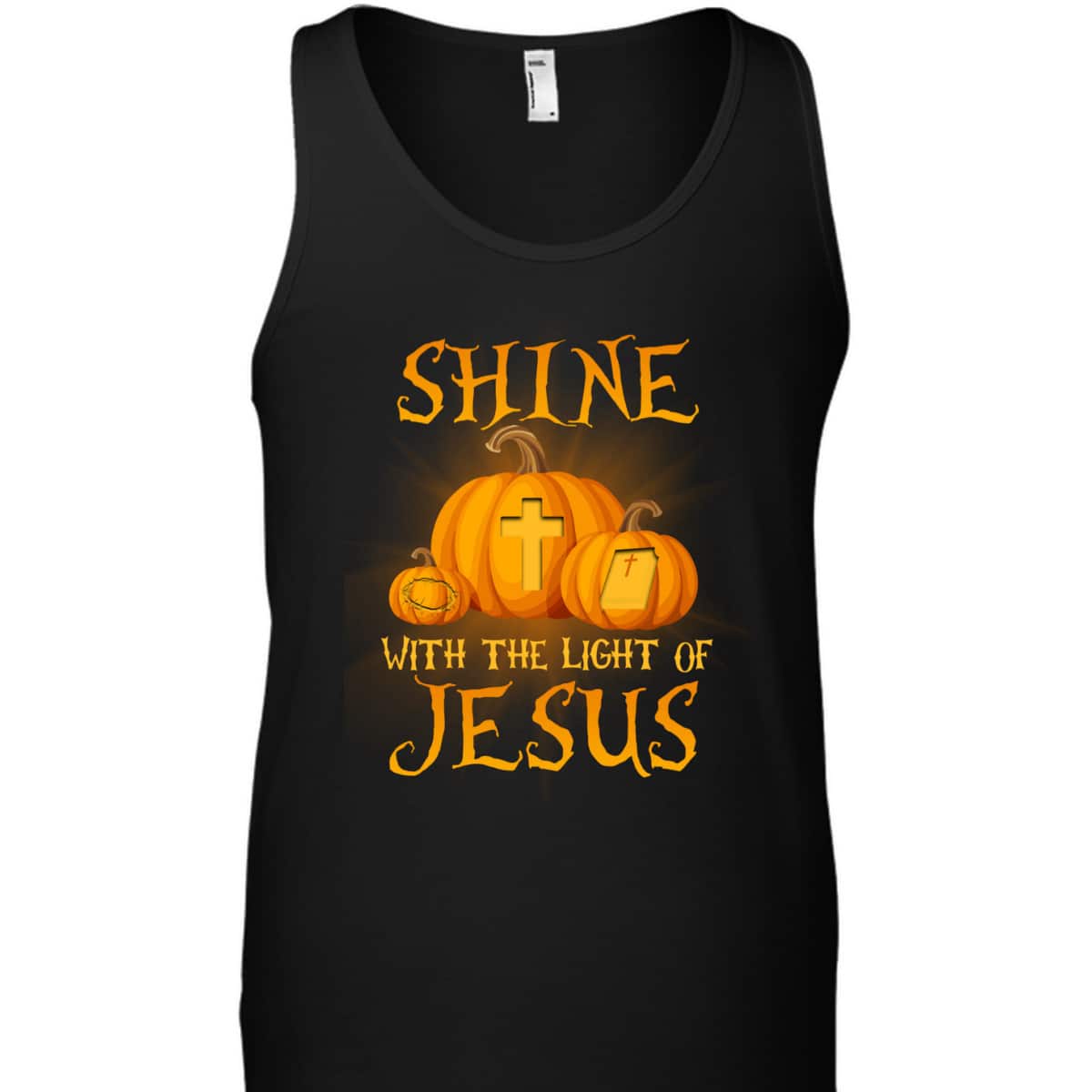 Shine With The Light Of Jesus Christian Halloween Pumpkin T-Shirt Shine With The Light Of Jesus Christian Halloween Pumpkin T-Shirt
